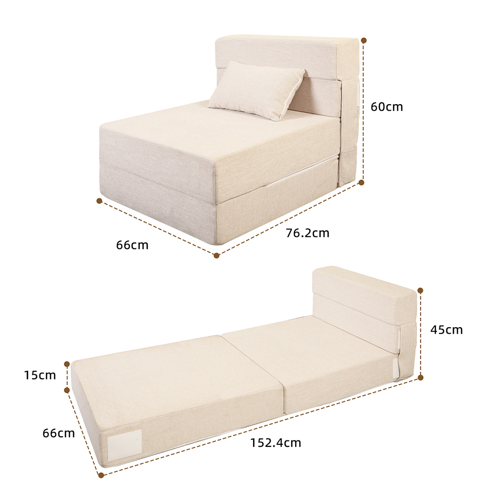 Vit hopfällbar soffa