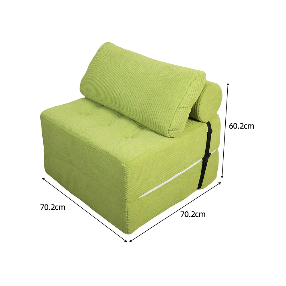 Grönrandig soffa med remmar